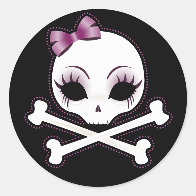 VelusaSkullie Runt Klistermärke (Framsida)