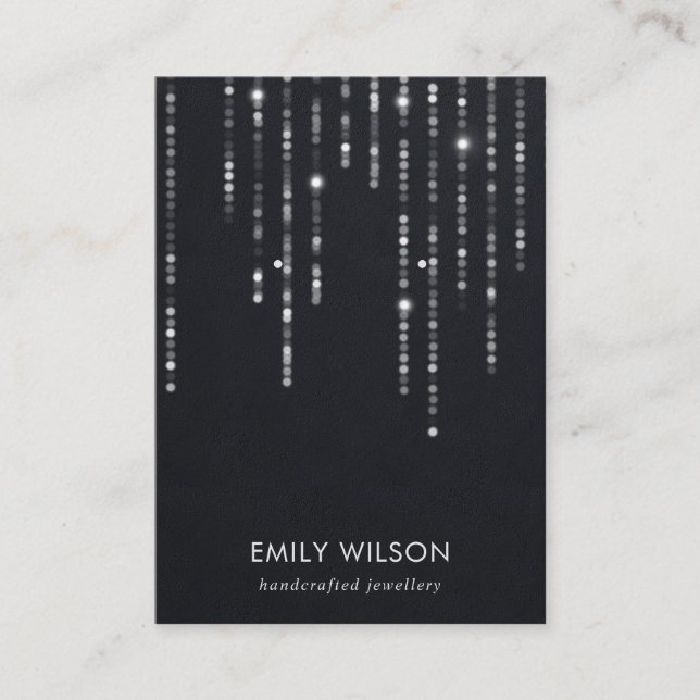 VELVET BLACK STRING LJUS STUD EARRING VISNING  VISITKORT (Framsida)