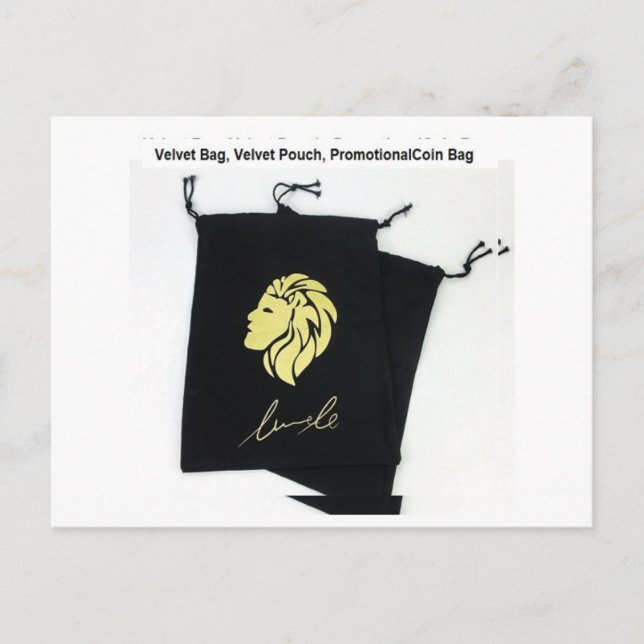 Velvet Coin Bag, Velvet Pouch, Logotyp Print Bags Vykort (Framsida)