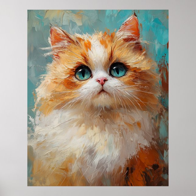 Velvet-Furred Persian Kitten Painting Poster (Framsidan)