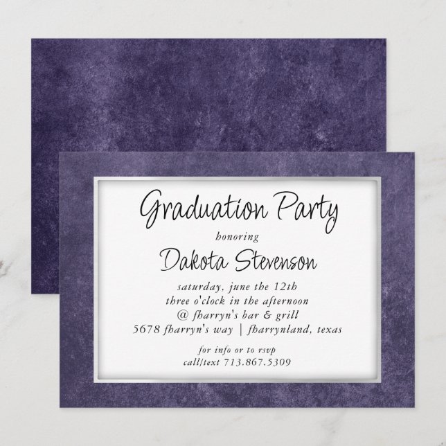 Velvet Grad | Ametyst Lila Watercolor Party Inbjudningar (Fram/baksida)