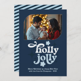 Velvet Ice Modern Blue Christmas Photo Julkort
