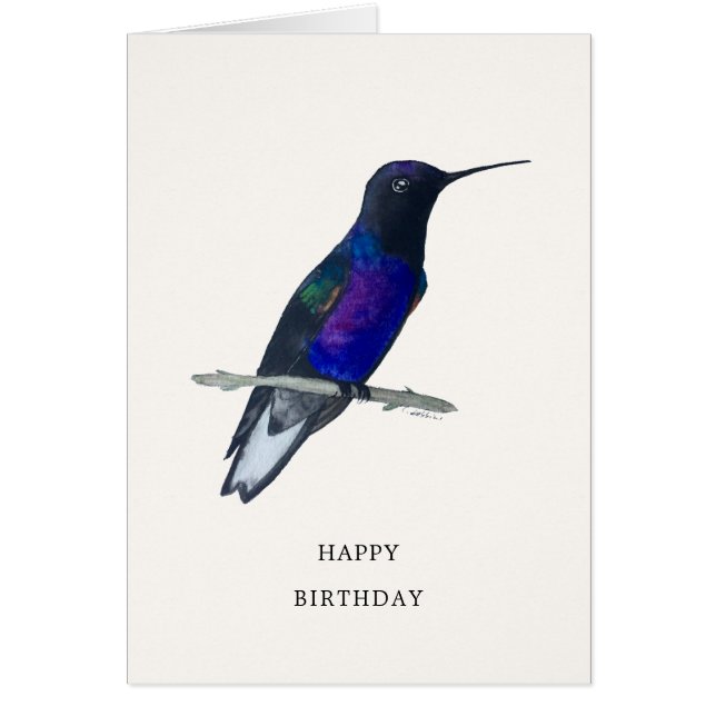 Velvet-Lila Coronet Hummingbird Birthday Card Hälsningskort (Framsidan)