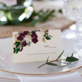 Velvet Magnolia Flowers monogram Bröllop Visitkort