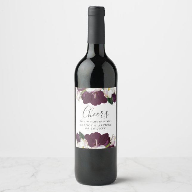 Velvet Magnolia | Personlig "cheers" i BRÖLLOP Vinflaska Etikett (Framsida)