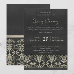 VELVET NAVY SILVER DAMASK GRAND OPENING CEREMONY INBJUDNINGAR