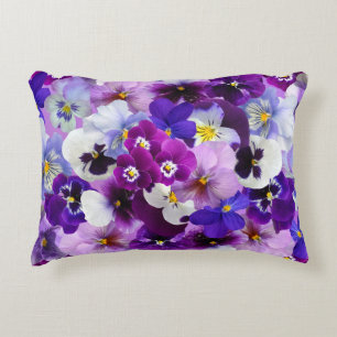 Velvet Pansy Lila Garden Blommönster Prydnadskudde