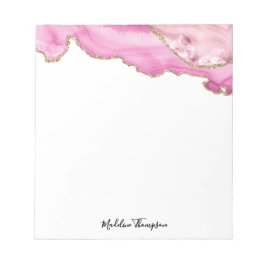 Velvet Pink Gold Agate Geode Script Typography Anteckningsblock