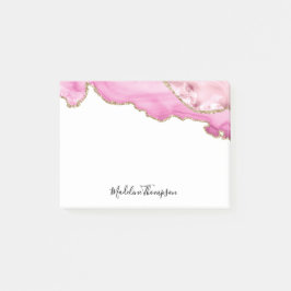 Velvet Pink Gold Agate Geode Script Typography Post-it Block