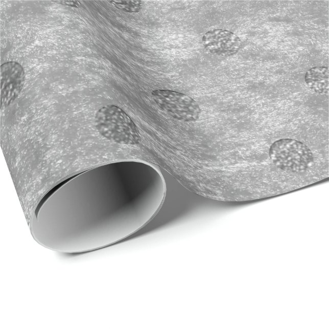 Velvet Polka Tiny Silver Dots Graphite Grått Presentpapper (Rullad Hörn)