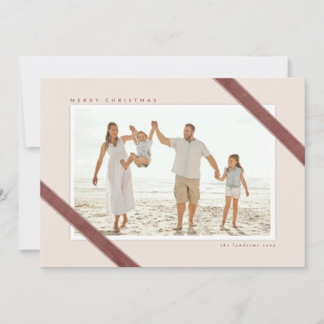 Velvet Ribbon accentuerade julfoto Inbjudningar (Framsida)