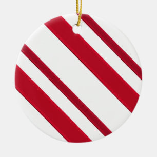 Velvet ribbon rand, djupt rött och vitt julgransprydnad keramik