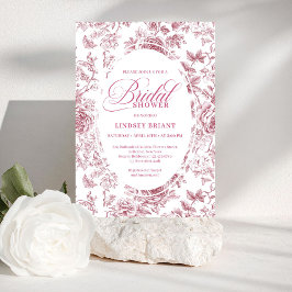 Velvet Rose Toile Floral Bridal Shower Invitation  Inbjudningar