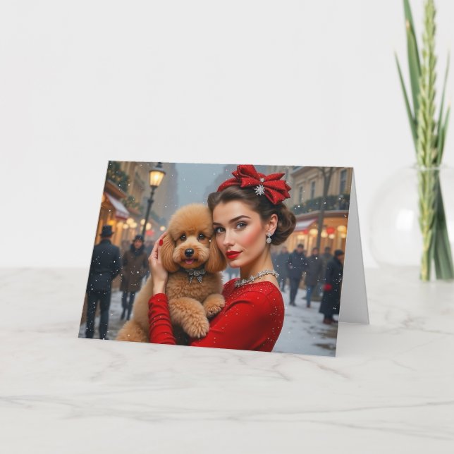 Velvet The Poodle Holiday Card Helgkort (Framsida)