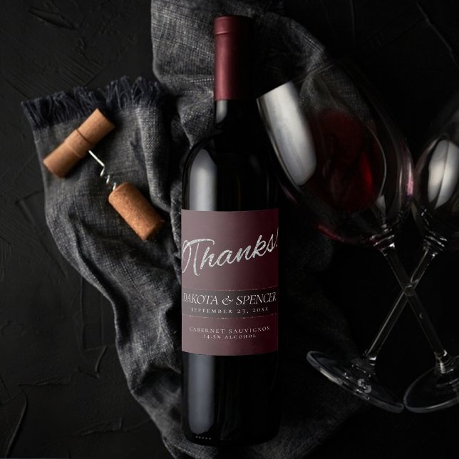 Velvet Vin Grunge | Maroon Bordeaux Merlot Tack Vinflaska Etikett (Skapare uppladdad)