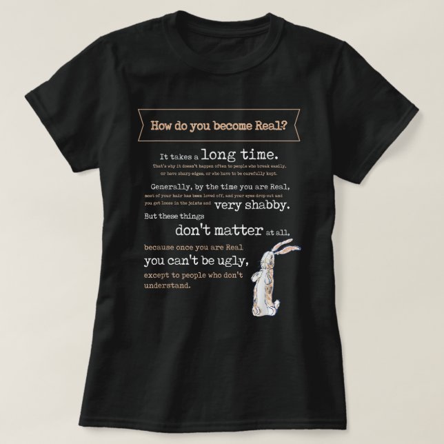 Velveteen Rabbit Bok Quote 1922 som blev Real Ski T Shirt (Design framsida)