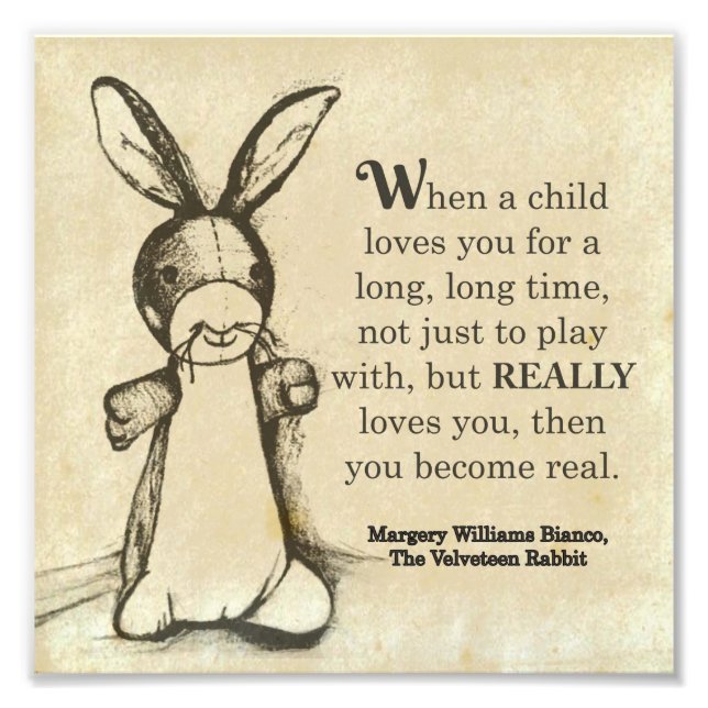 Velveteen Rabbit Bok Quote Wall Art Fototryck (Framsidan)