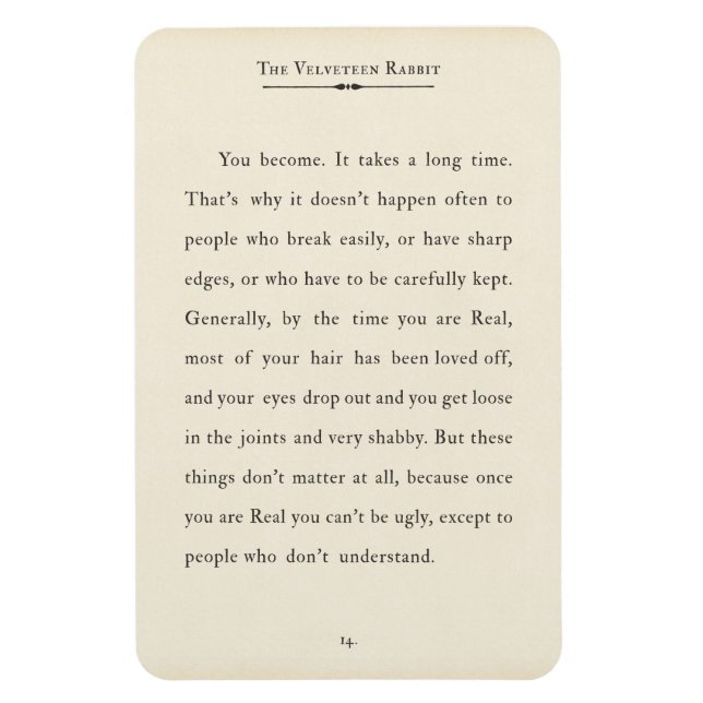 Velveteen Rabbit Quote, Bok Page Magnet (Vertikal)