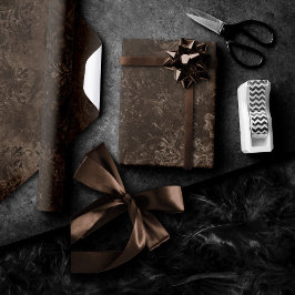 Velvety Bronze Damask | Brown Baroque Grunge Presentpapper