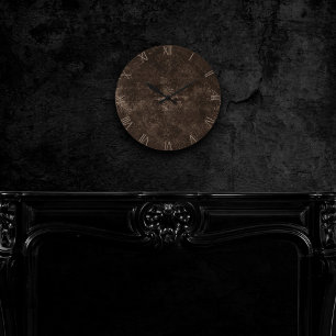 Velvety Bronze Damask   Brun Baroque Grunda Rund Klocka
