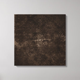 Velvety Bronze Damask Mocha Brown Grunge Baroque Canvastryck