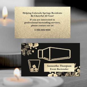 Velvety Guld Glitter Bartender Event Affärskort Visitkort