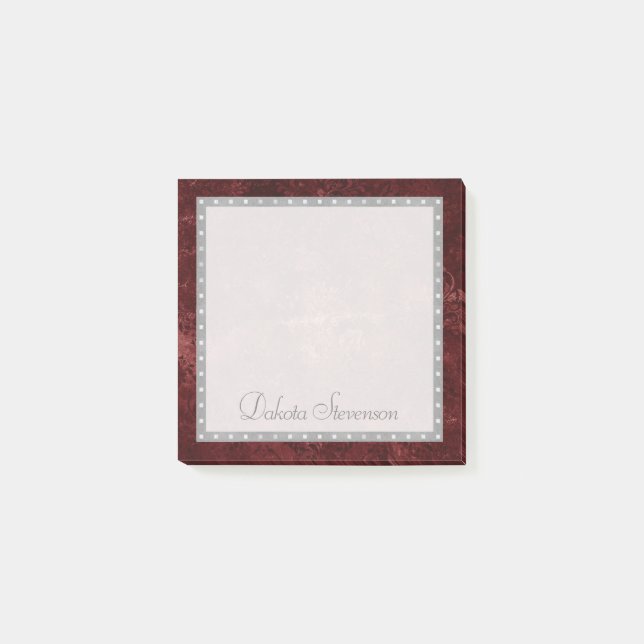 Velvety Henna Damask | Crimson Red Grunge Baroque Post-it Block (Framsida)