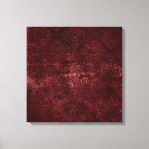 Velvety Henna Damask Red Distress Grunge Canvastryck