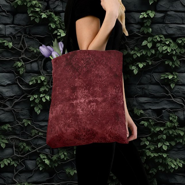 Velvety Henna Damask | Red Distress Grunge Tygkasse (Skapare uppladdad)