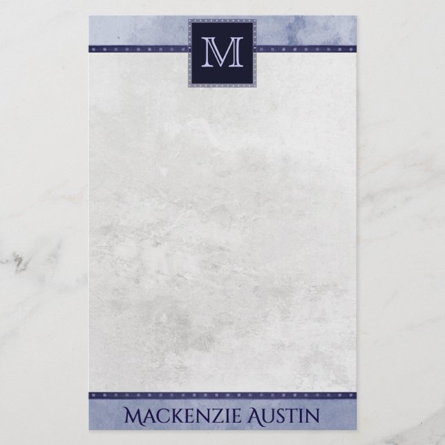 Velvety Indigo Damask | Midnight Grunge Baroque Brevpapper (Framsida)