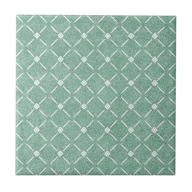 Velvety Lattice Pattern in Mint Green Kakelplatta (Framsidan)