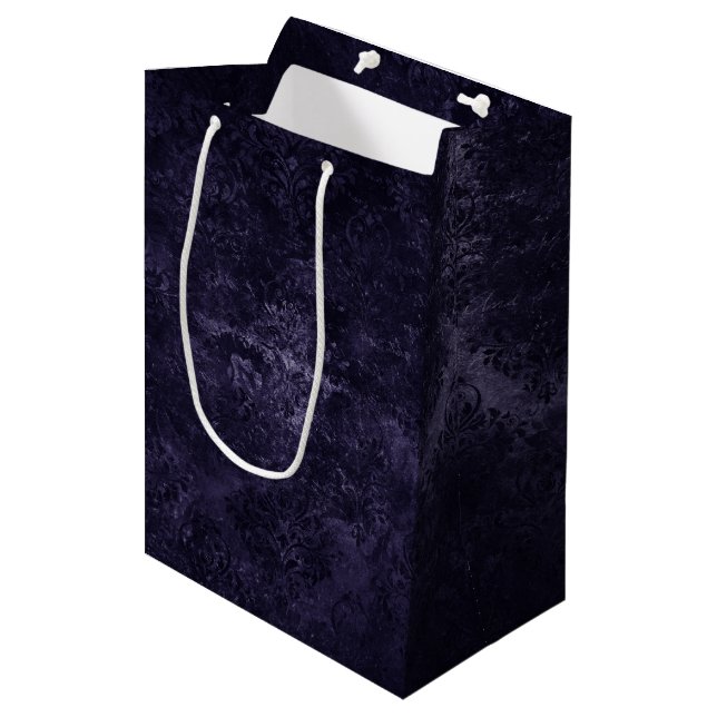 Velvety Midnight Damask | Indigo Lila Grunge (Framsidan Vinklad)