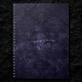 Velvety Midnight Damask | Indigo Lila Grunge Anteckningsbok