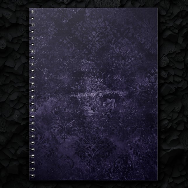Velvety Midnight Damask | Indigo Lila Grunge Anteckningsbok (Skapare uppladdad)