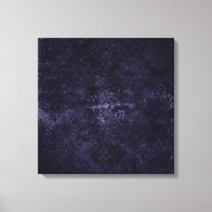 Velvety Midnight Damask Indigo Lila Grunge Canvastryck