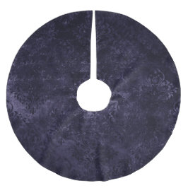 Velvety Midnight Damask | Indigo Lila Grunge Julgransmatta Borstad Polyester