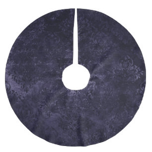 Velvety Midnight Damask Indigo Lila Grunge Julgransmatta Borstad Polyester
