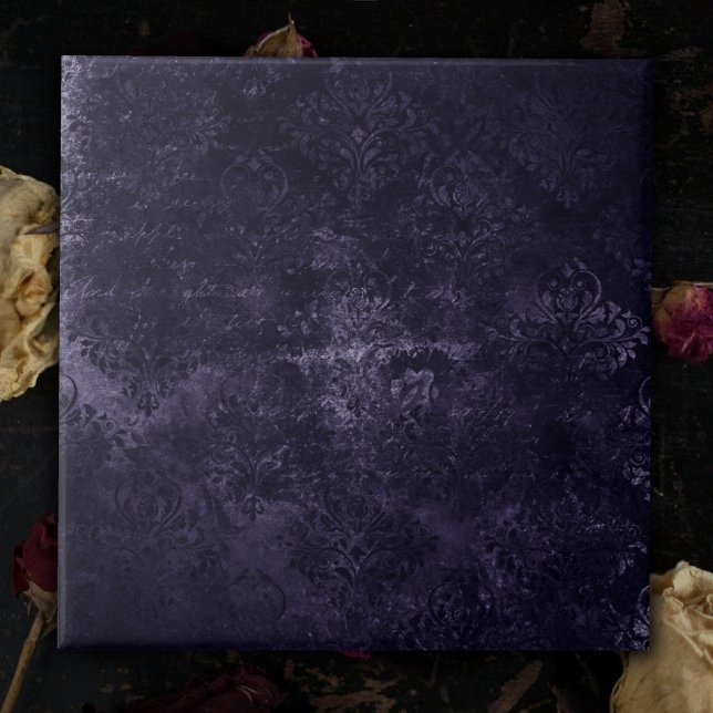 Velvety Midnight Damask | Indigo Lila Grunge Kakelplatta (Skapare uppladdad)