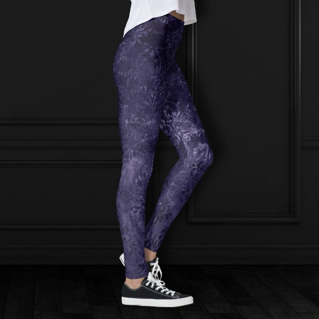 Velvety Midnight Damask | Indigo Lila Grunge Leggings (Skapare uppladdad)