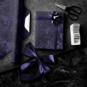 Velvety Midnight Damask Indigo Lila Grunge Presentpapper