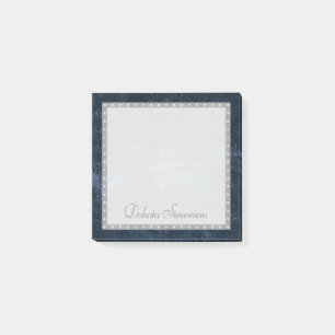 Velvety Navy Damask Mörk blått Baroque-Anpassnin Post-it Block