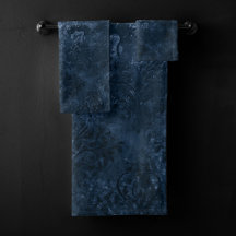 Velvety Navy Damask | Mörk blått Grunge Baroque