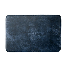 Velvety Navy Damask | Mörk blått Grunge Baroque Badrumsmatta