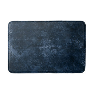Velvety Navy Damask Mörk blått Grunge Baroque Badrumsmatta
