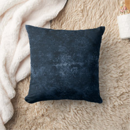 Velvety Navy Damask | Mörk blått Grunge Baroque Kudde