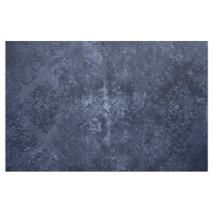 Velvety Navy Damask Mörk blått Grunge Baroque Tyg