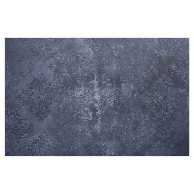 Velvety Navy Damask | Mörk blått Grunge Baroque Tyg (Yard)