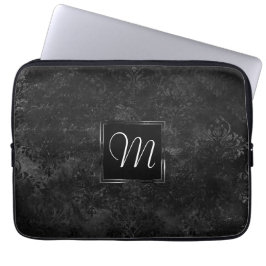 Velvety Onyx Damask | Anpassningsbarna Black Vampy Laptop Fodral