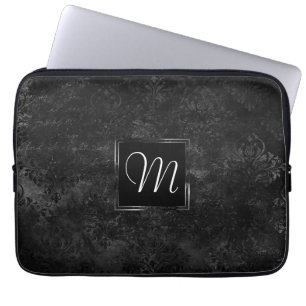 Velvety Onyx Damask Anpassningsbarna Black Vampy Laptop Fodral
