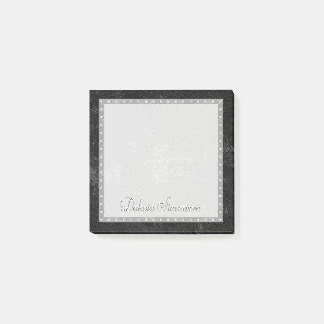 Velvety Onyx Damask | Anpassningsbarna Black Vampy Post-it Block (Framsida)
